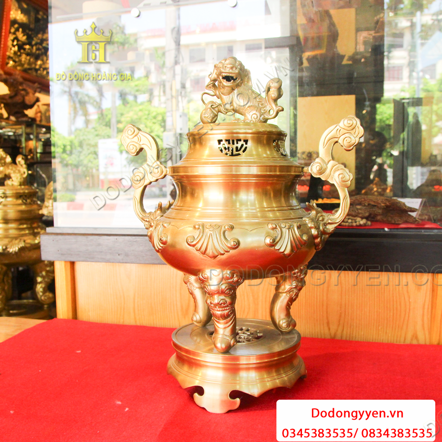 Đỉnh đồng thờ cúng bằng đồng vàng nguyên chất