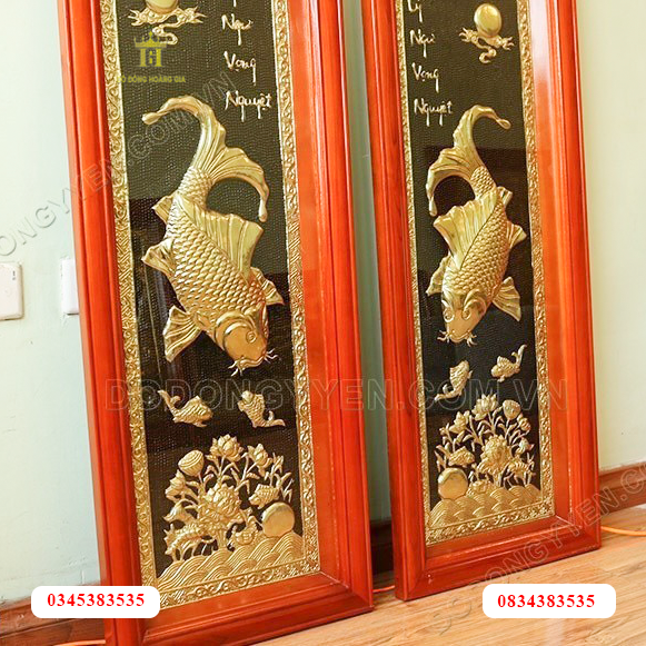 tranh cá chép bằng đồng