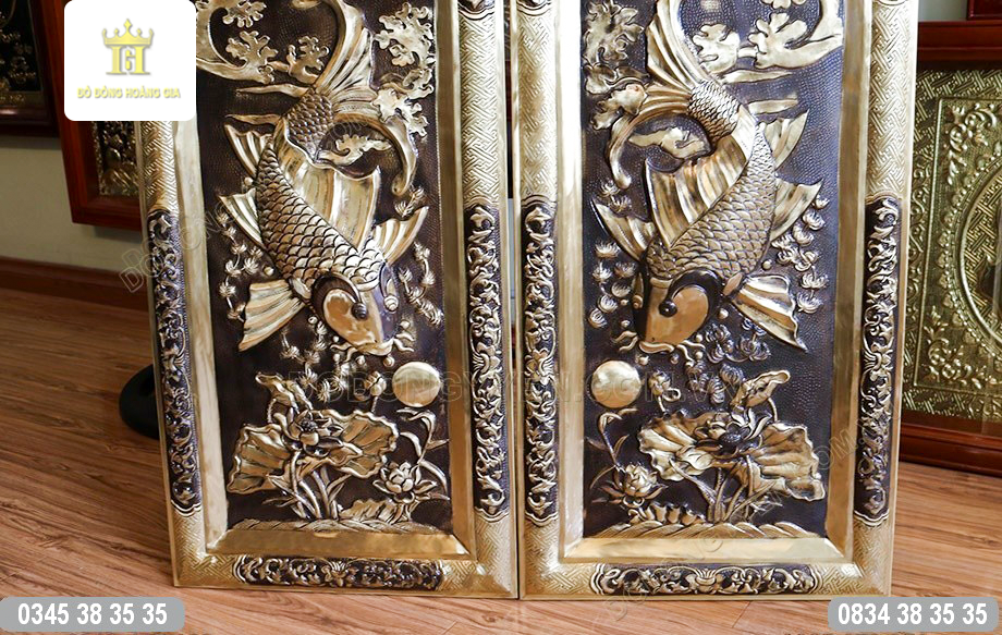 Tranh cá chép bằng đồng đẹp
