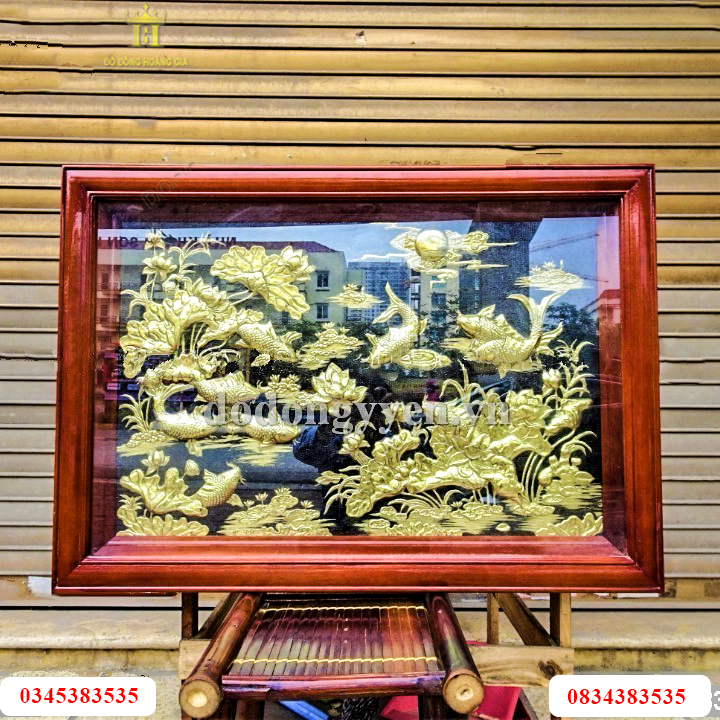 Tranh cá chép đồng thúc tinh xảo