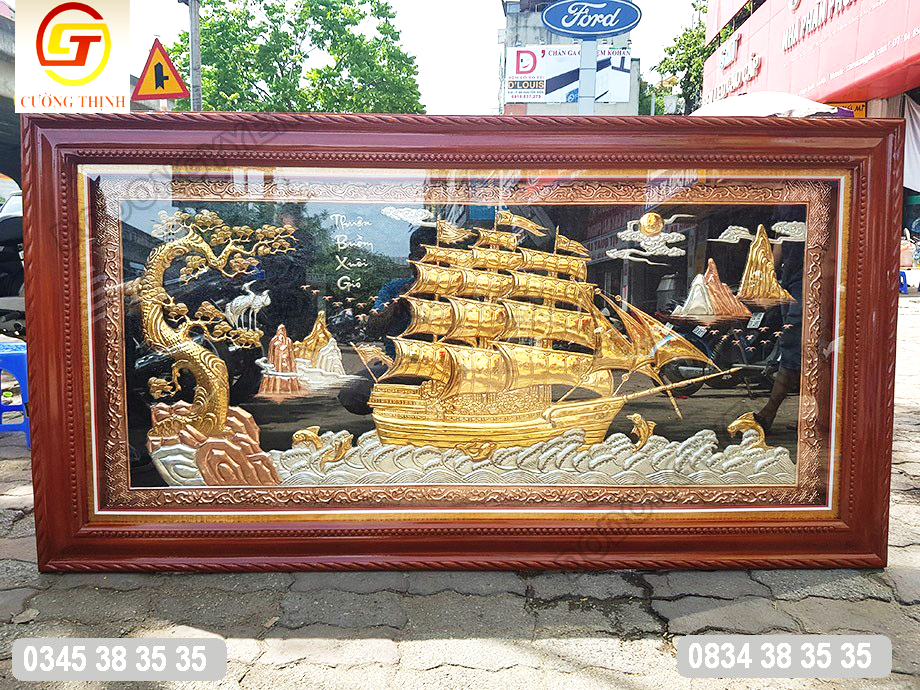Tranh thuyền buồm mạ vàng cao cấp