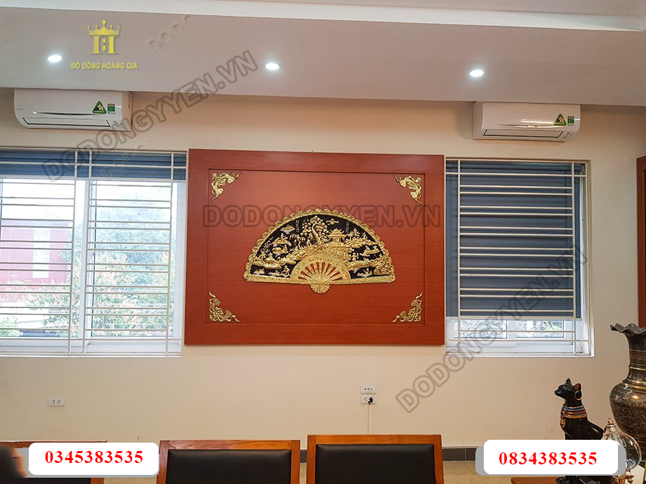 Tranh quạt đồng vàng cao cấp