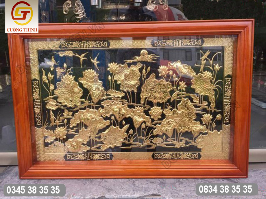 tranh đồng hoa sen