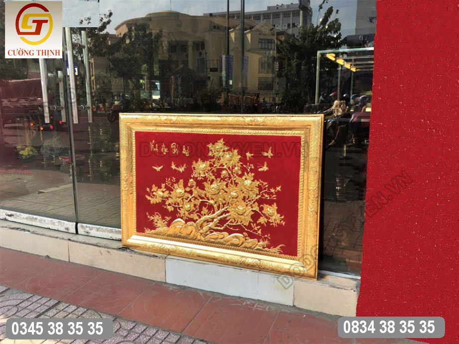 tranh đồng hoa mẫu đơn