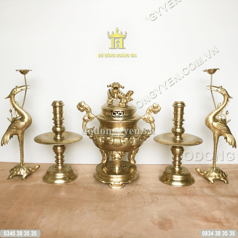 Bộ đồ thờ đồng vàng nguyên chất giá rẻ
