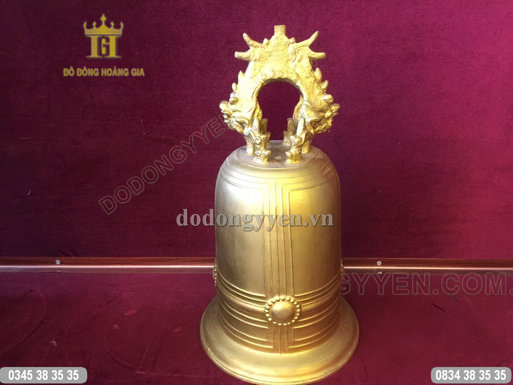 Chuông đồng vàng đúc thủ công cao 42cm