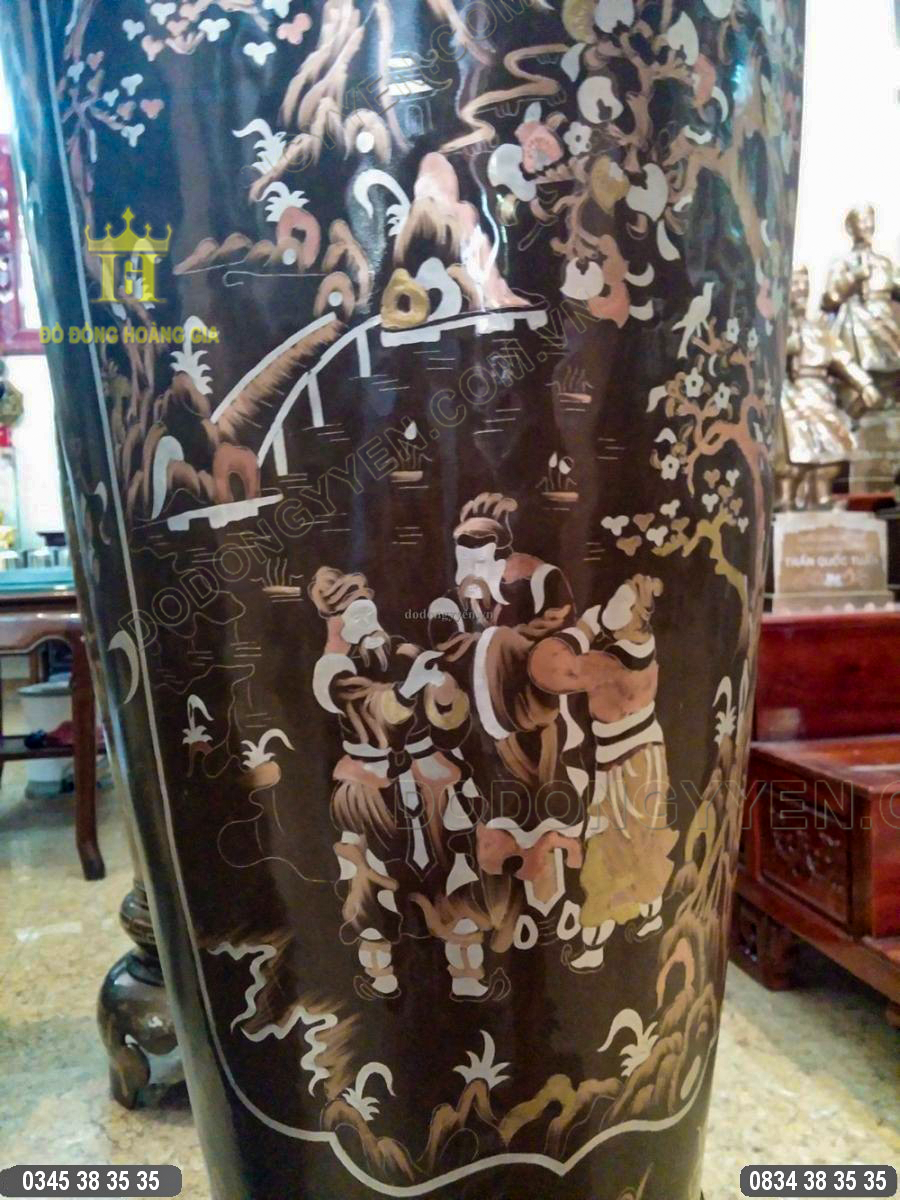 Lọ hoa bằng đồng khảm ngũ sắc