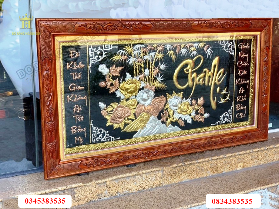 Tranh chữ cha mẹ đẹp khảm tam khí