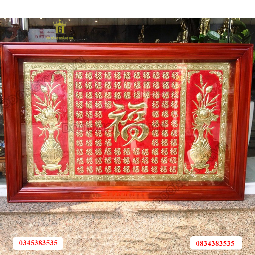 Tranh đồng chữ phúc đồng vàng