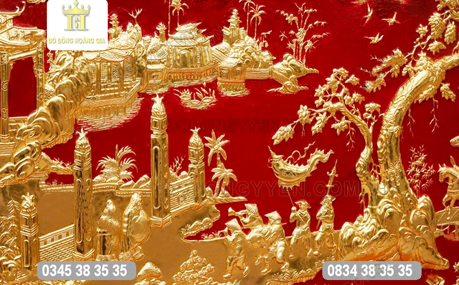 tranh đông quê dát vàng đẹp
