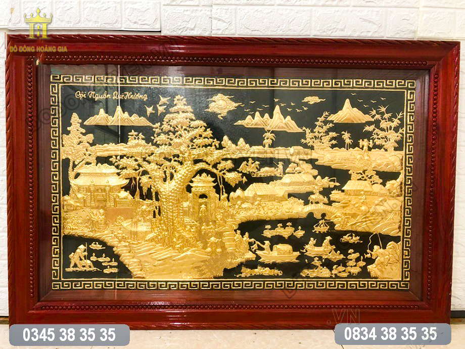 Tranh đồng quê dát vàng cao cấp