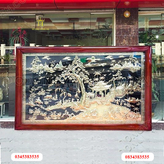 Tranh đồng quê đông vàng cao cấp
