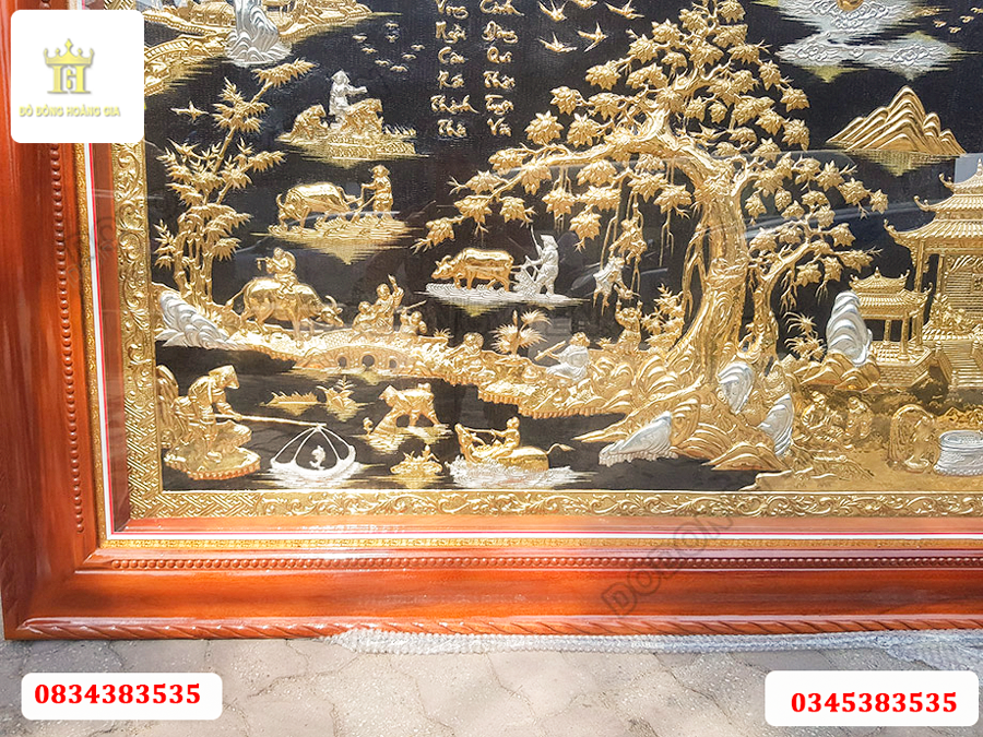 Tranh đồng quê khảm tam khí cao cấp