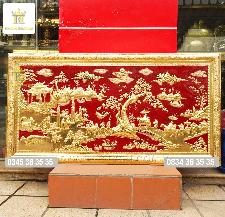 Tranh đồng quê dát vàng cao cấp