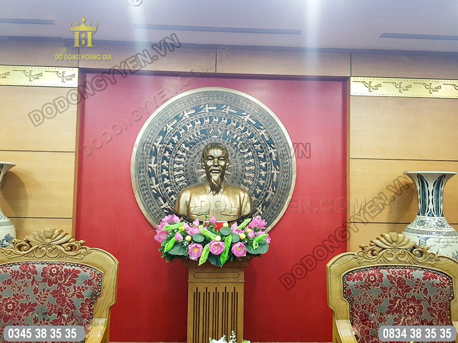 Tranh mặt trống đồng đỏ nguyên chất 