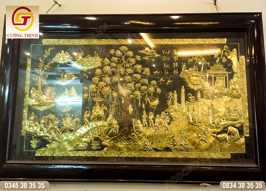tranh đồng vinh quy bái tổ khung gôx