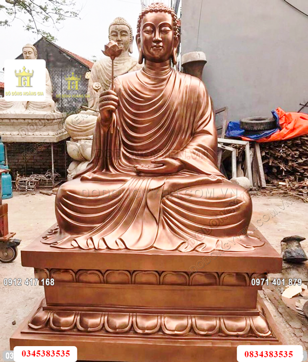 Tượng Phật tổ đồng đỏ đúc thủ công tinh xảo 